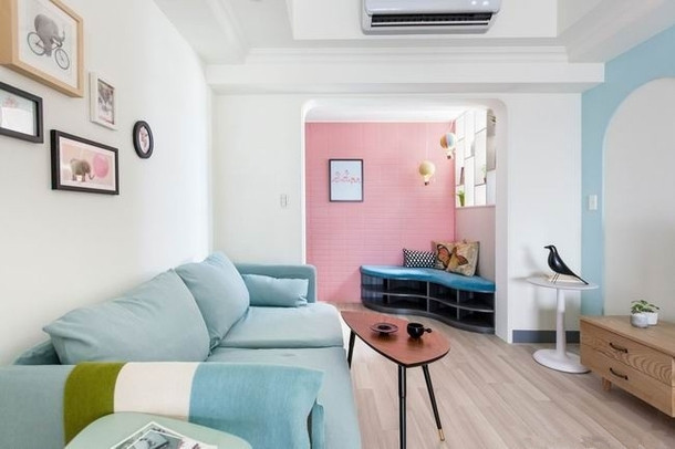 粉蓝色公寓软装设计效果